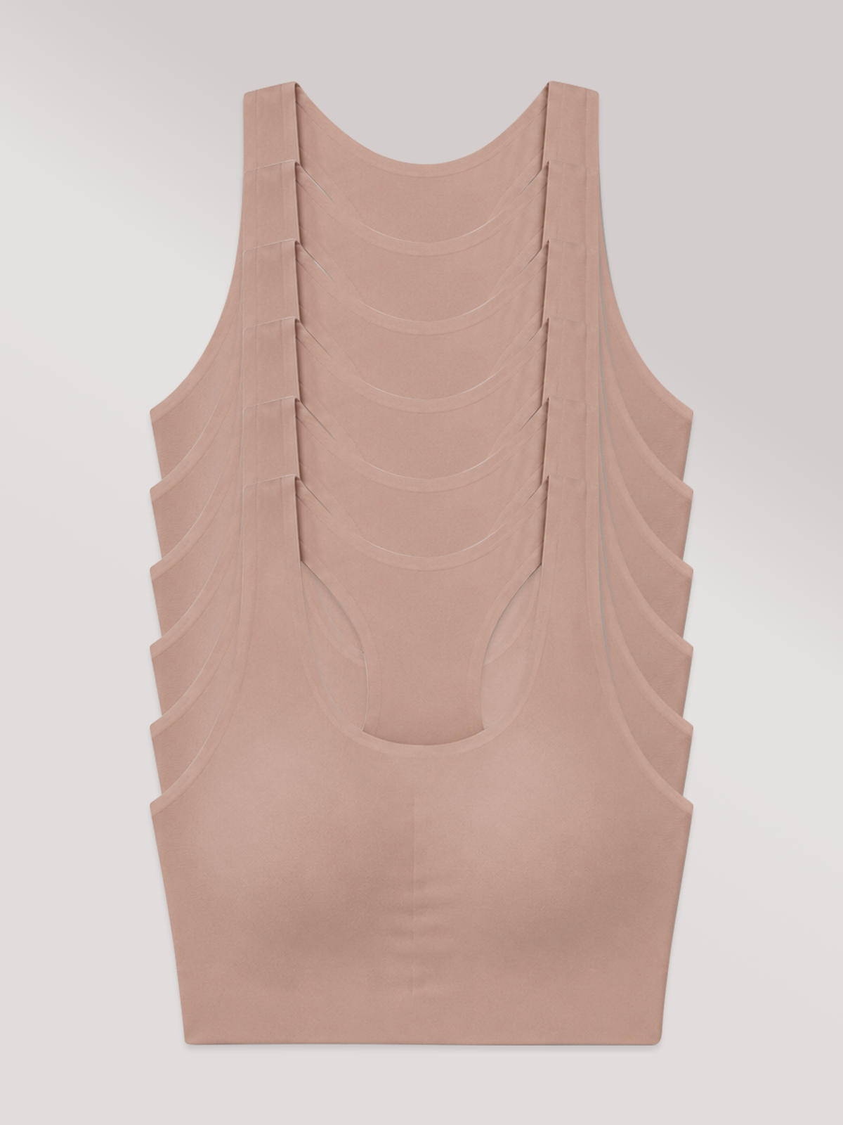 Kit com 6 Sutiãs Nadador Invisível com Bojo Removível Sem Costura Marrom Cacau