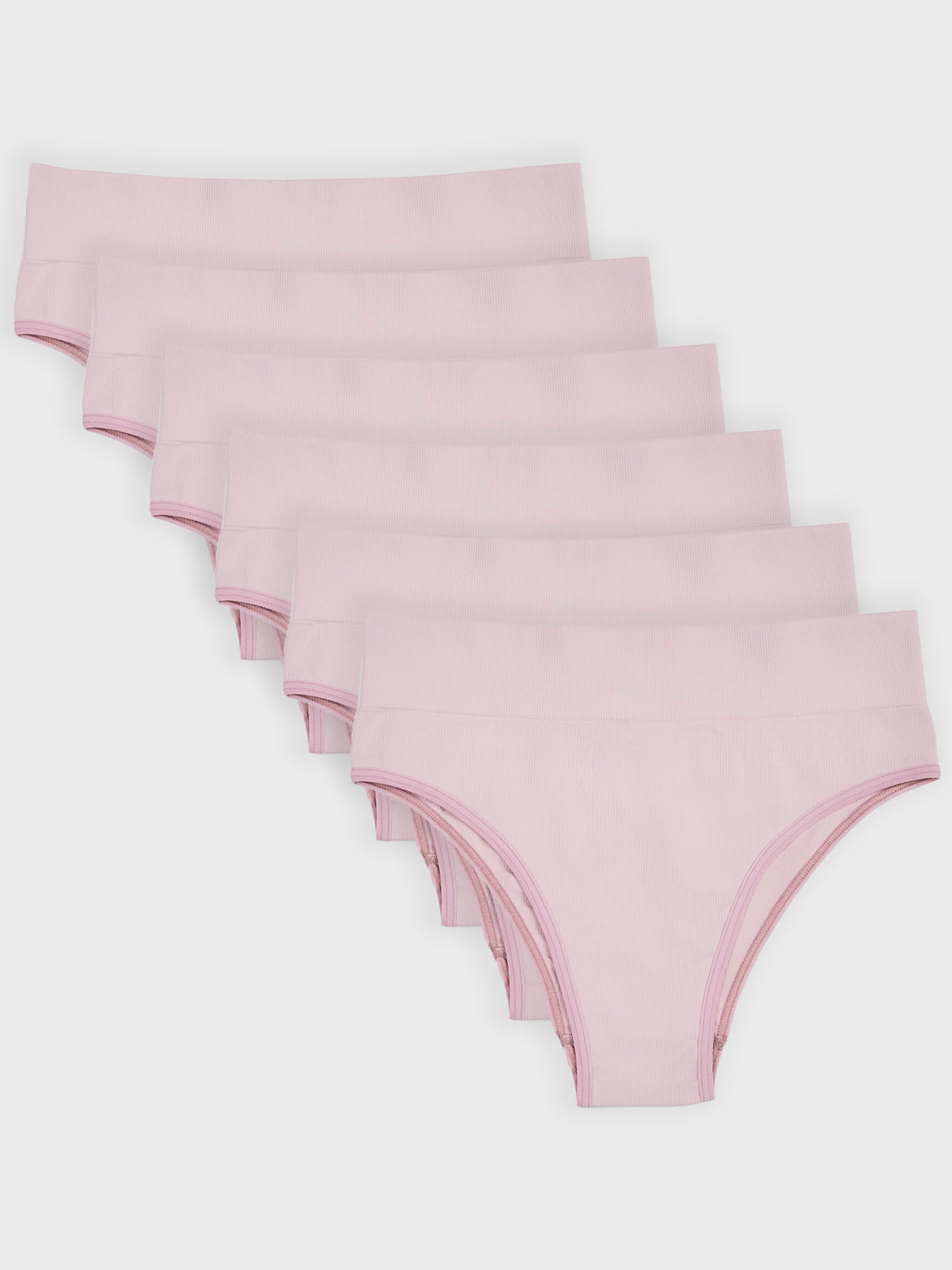 Kit com 6 Calcinhas Biquíni Cintura Alta Canelado Sem Costura Premium Rose - R$71,98 cada