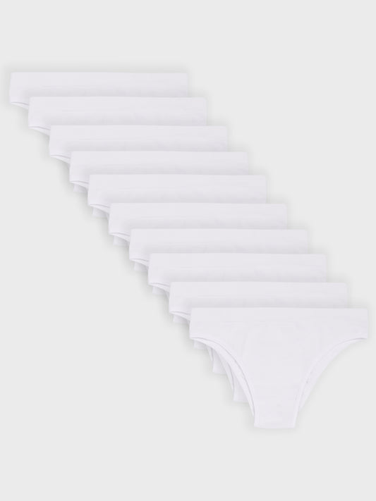 Kit com 10 Calcinhas Biquíni Canelado Sem Costura Premium Branco - R$41,90 cada