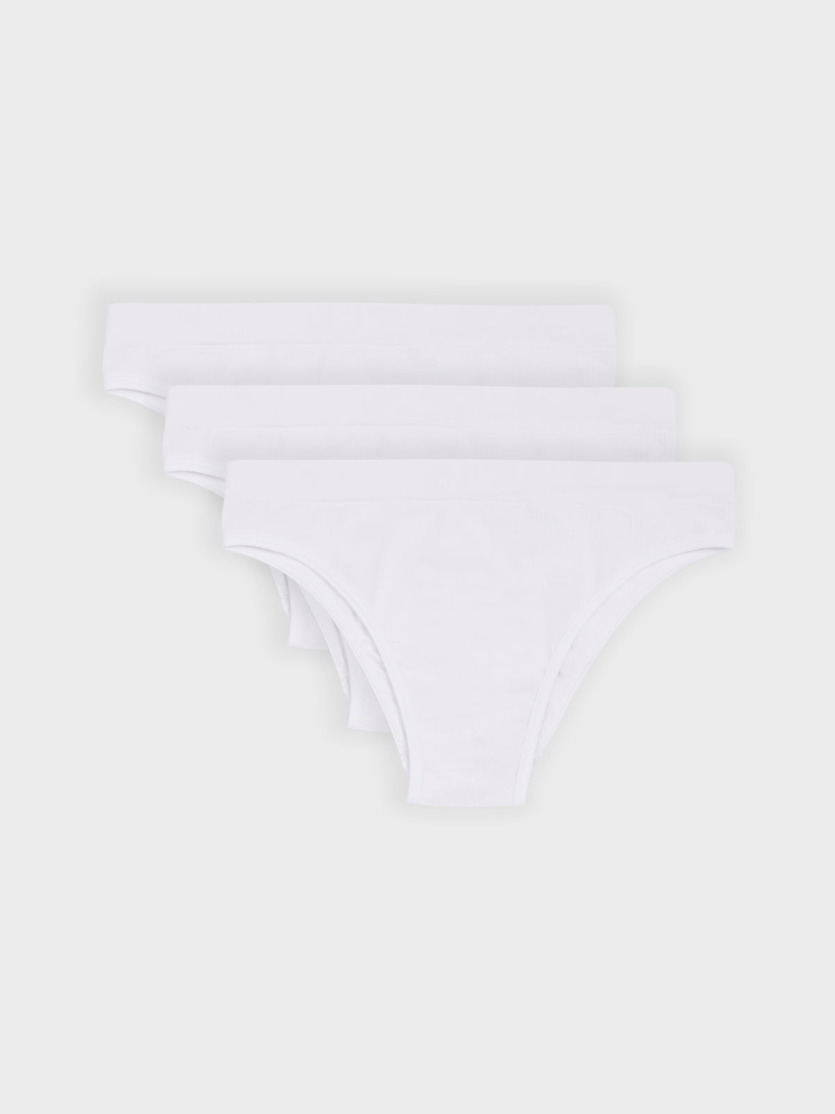 Kit com 3 Calcinhas Biquíni Canelado Sem Costura Premium Branco - R$66,63 cada