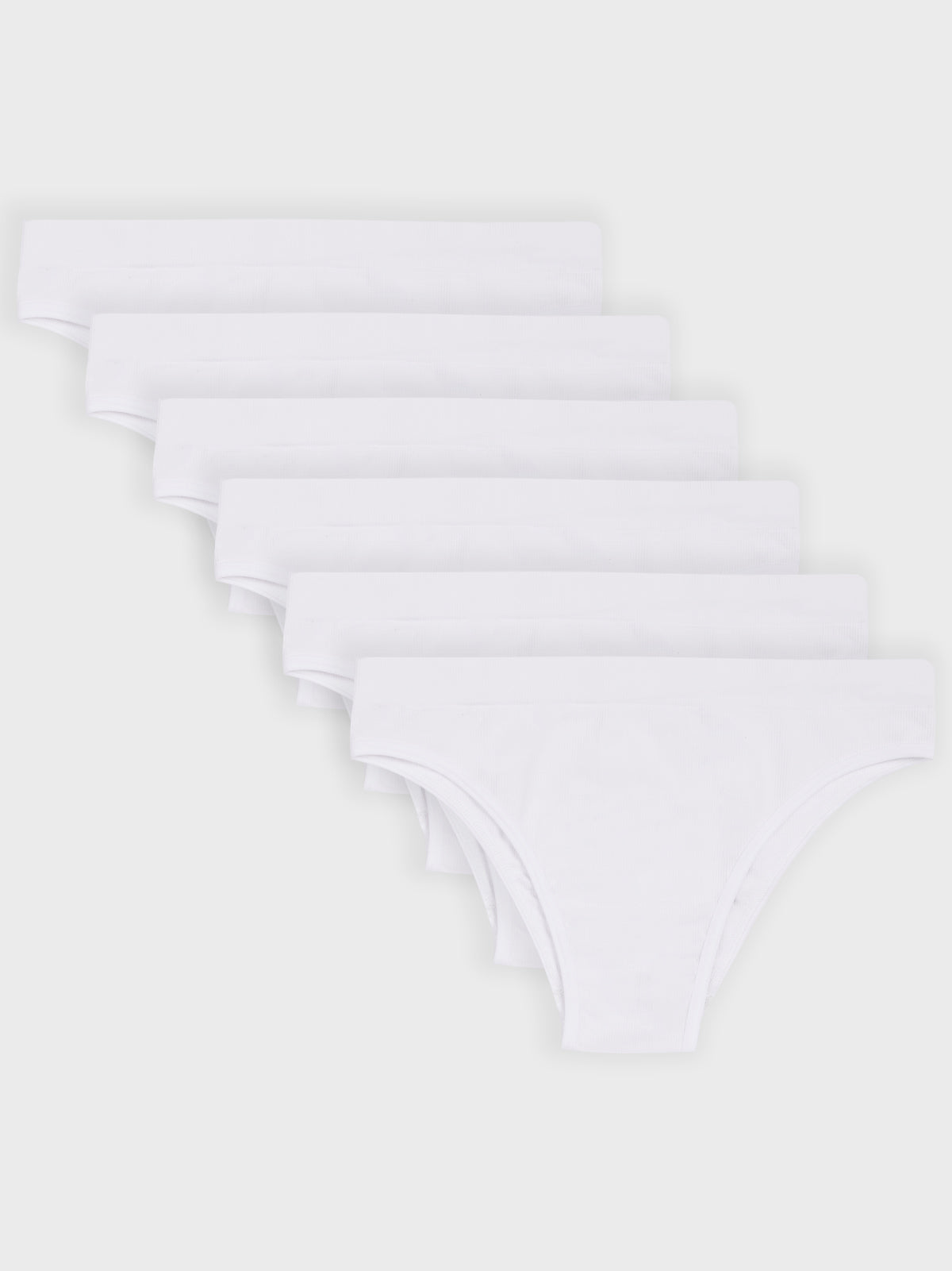 Kit com 6 Calcinhas Biquíni Canelado Sem Costura Premium Branco - R$62,98 cada