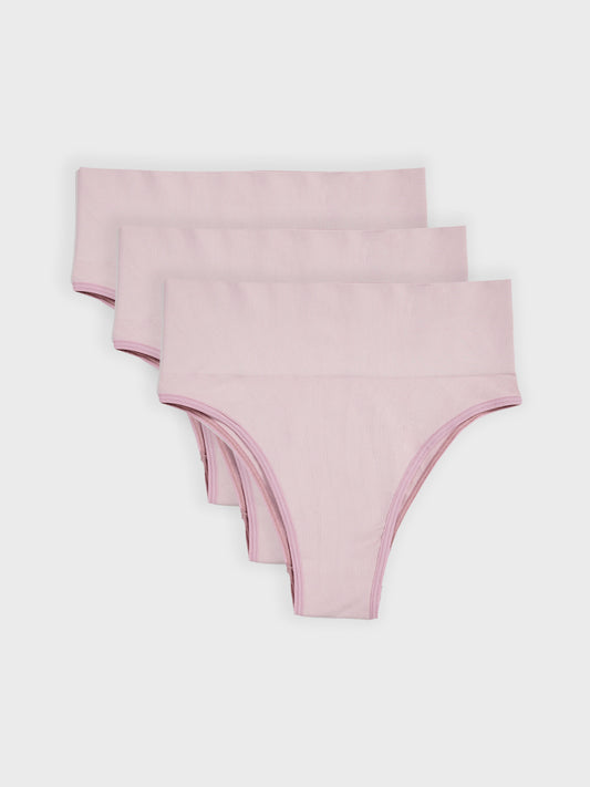 Kit com 3 Calcinhas Biquíni Redutora Canelado Sem Costura Premium Rose - R$76,63 cada