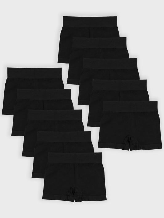 Kit com 10 Calcinhas Boxer Boyshort Sem Costura Premium Preto - R$53,94 cada