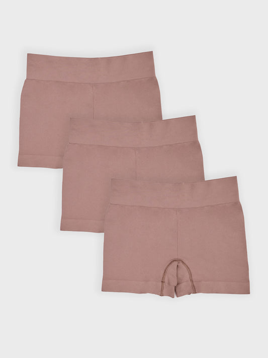 Kit com 3 Calcinhas Boxer Boyshort Sem Costura Premium Marrom Cacau - R$76,42 cada