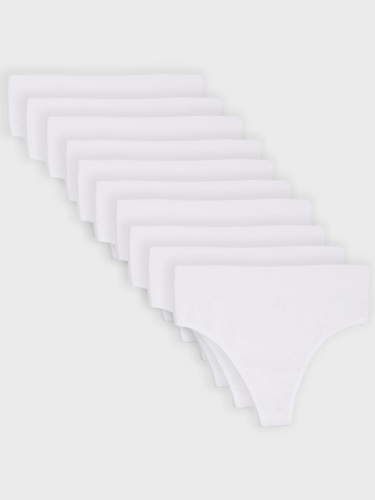 Kit com 10 Calcinhas Fio Dental Cintura Alta Canelado Sem Costura Premium Branco - R$67,99 cada