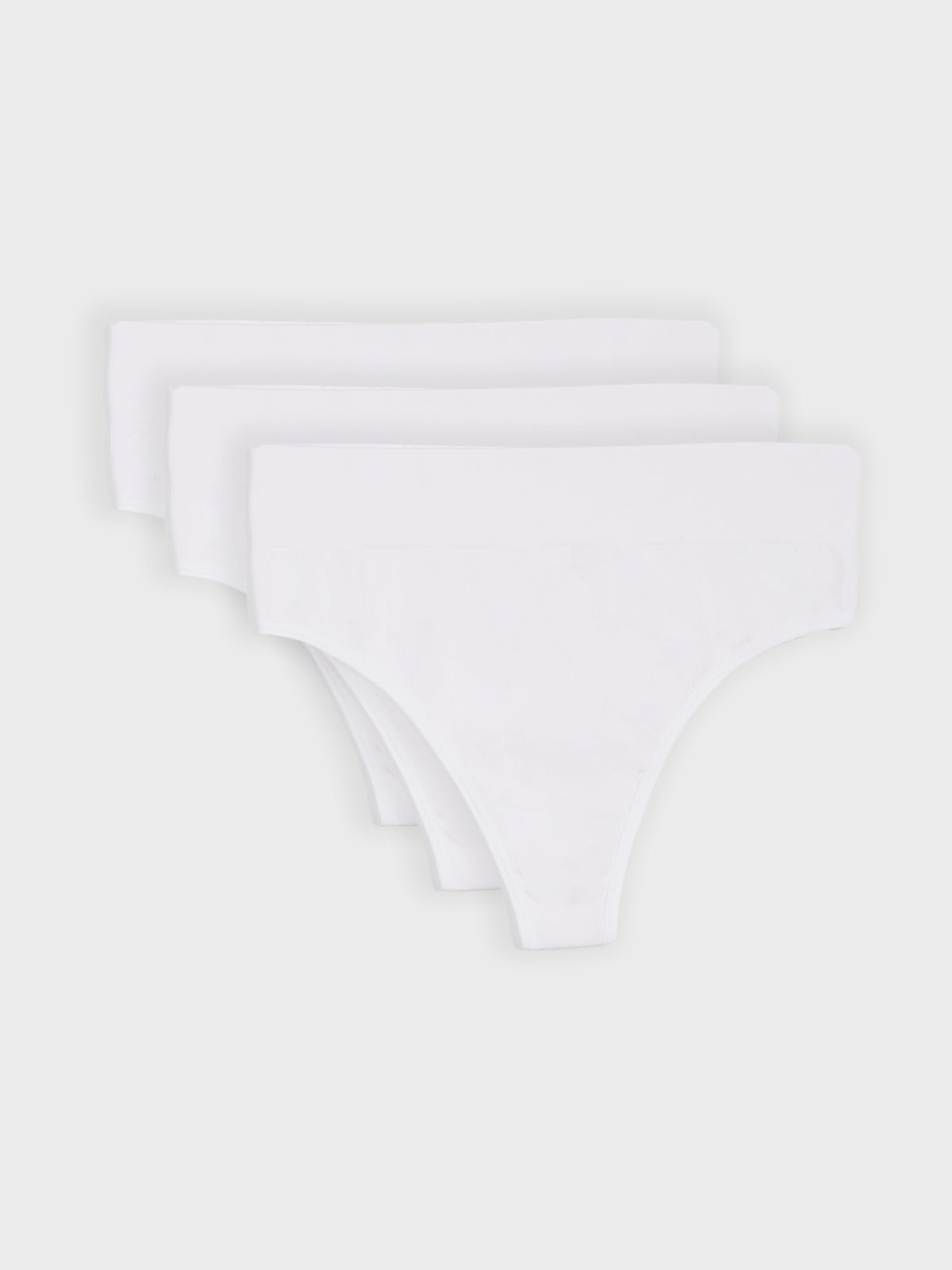 Kit com 3 Calcinhas Fio Dental Cintura Alta Canelado Sem Costura Premium Branco - R$75,96 cada
