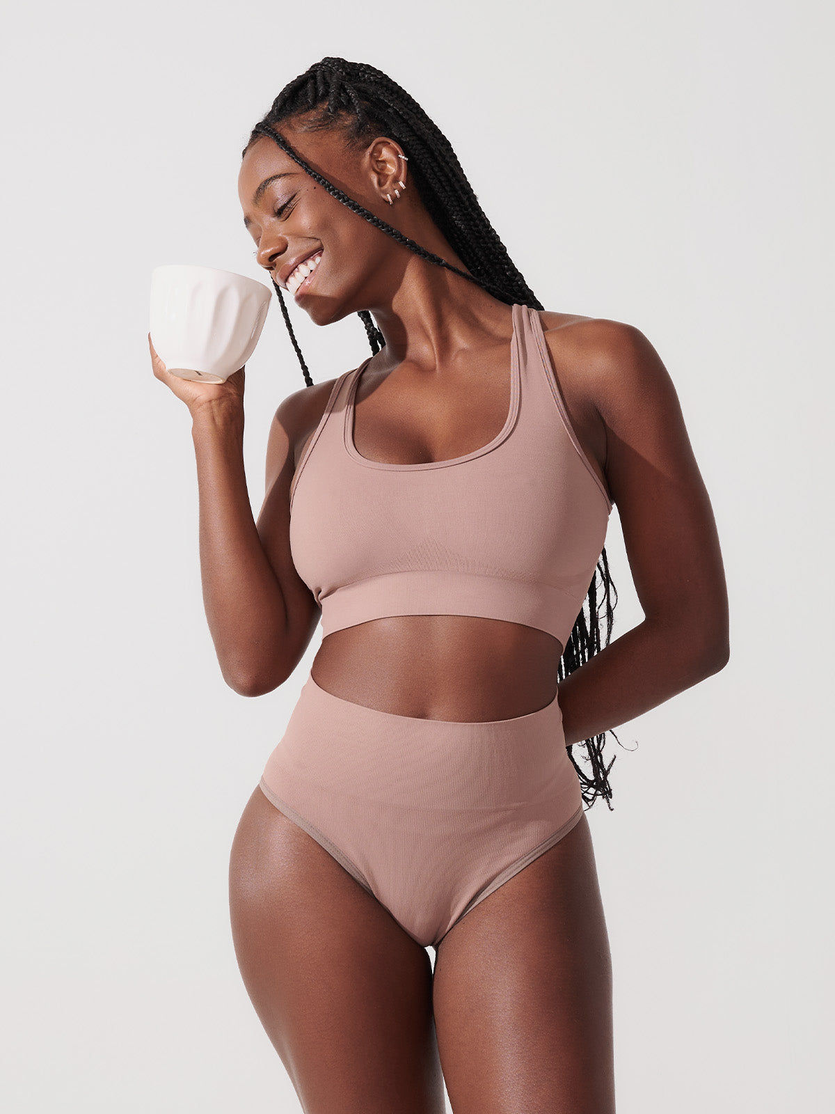 Conjunto Sutiã Modelador + Calcinha Biquíni Redutora Premium Marrom Cacau