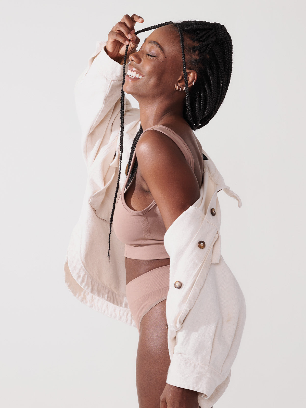 Conjunto Sutiã Modelador + Calcinha Fio Dental Cintura Alta Premium Marrom Cacau