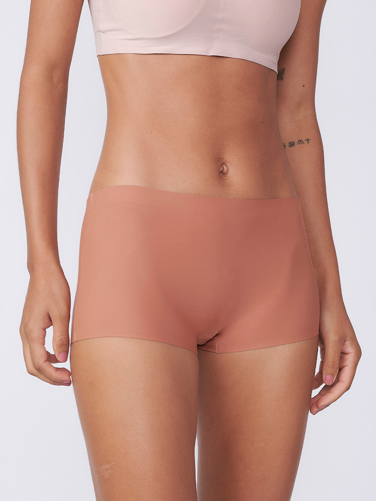 Calcinha Boxer Boyshort Sem Costura Segunda Pele Marrom Cacau