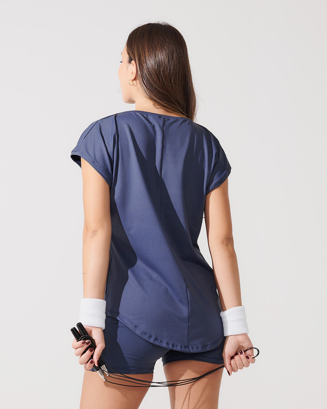 T-Shirt Essencial Alongada Azul Marinho