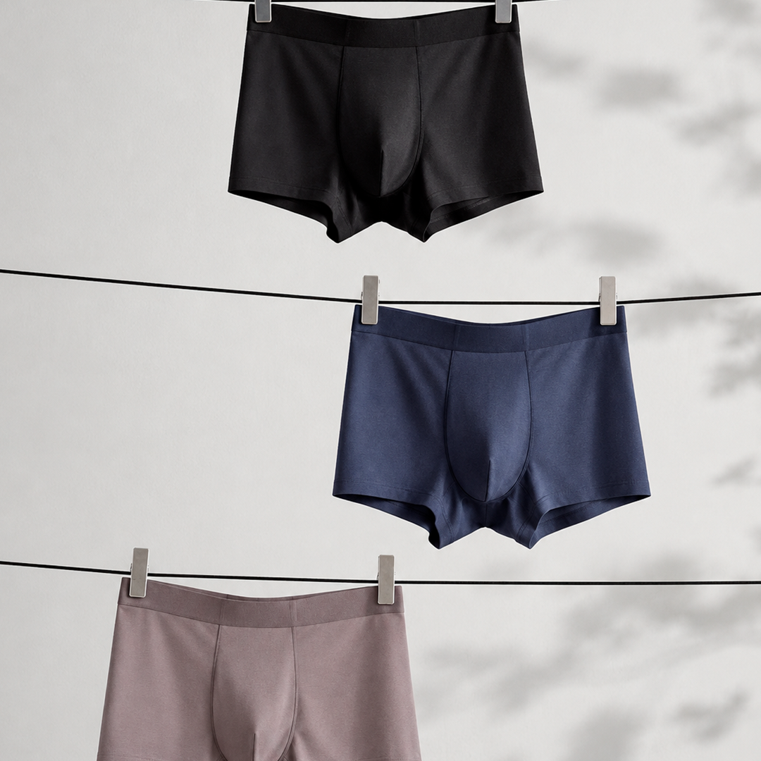 Gaveta masculina organizada com cuecas boxer e camisetas dobradas