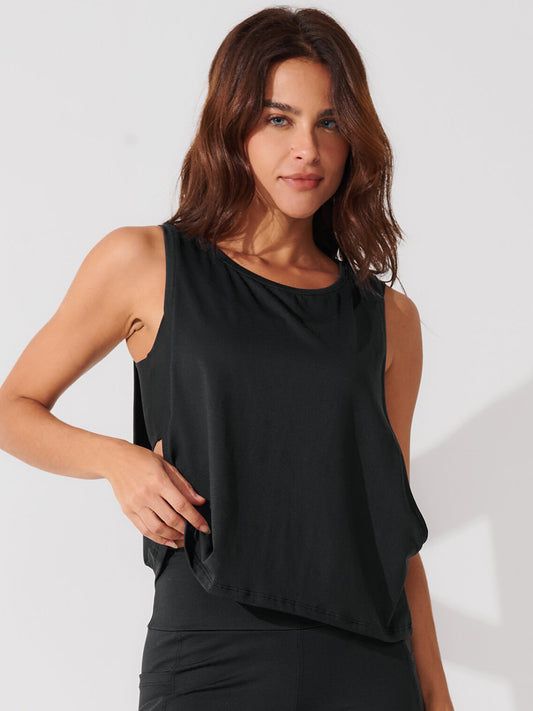 Regata Cropped com Cava Ampla Preto