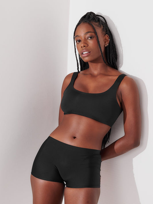 Conjunto Sutiã Ampla Cobertura + Calcinha Boxer Boyshort Preto