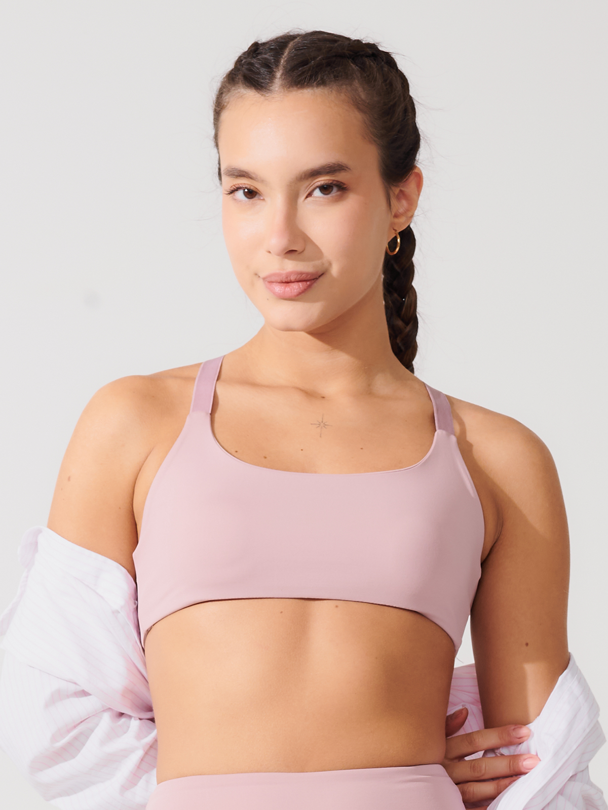 Top Fitness Média Compressão com Costas Cruzadas Rose