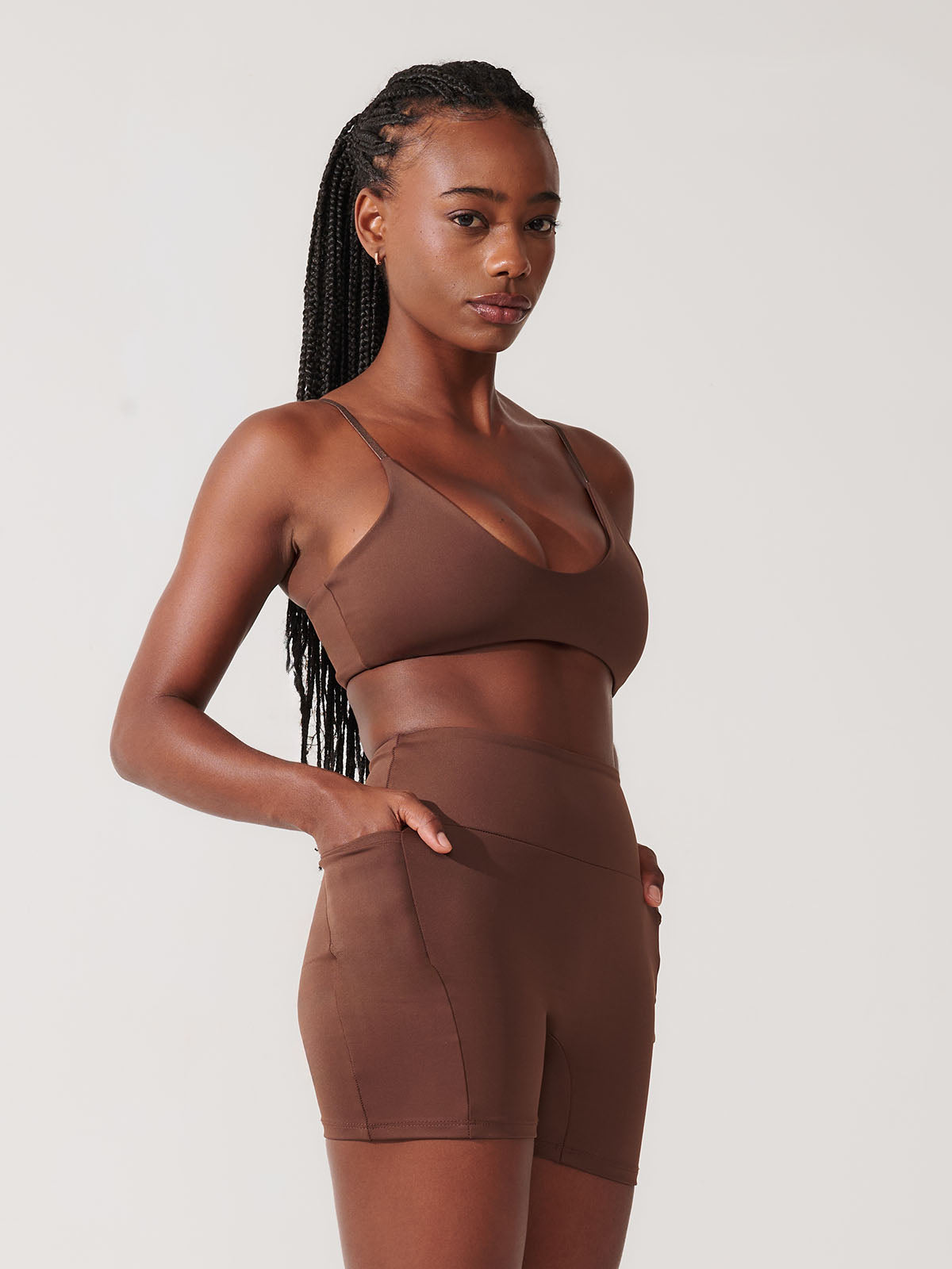 Conjunto Bermuda de Compressão Marrom Café + Top Slim Marrom Café