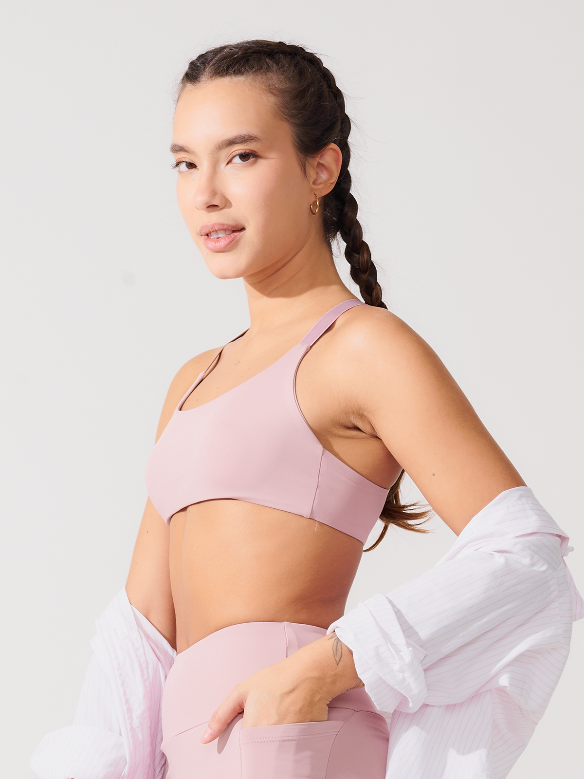 Top Fitness Média Compressão com Costas Cruzadas Rose