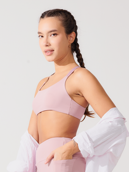 Top Fitness Média Compressão com Costas Cruzadas Rose