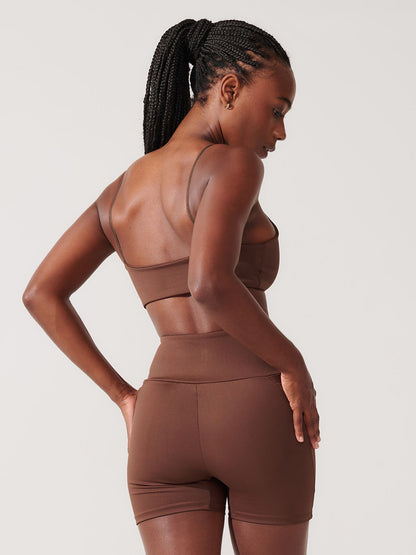 Conjunto Bermuda de Compressão Marrom Café + Top Slim Marrom Café