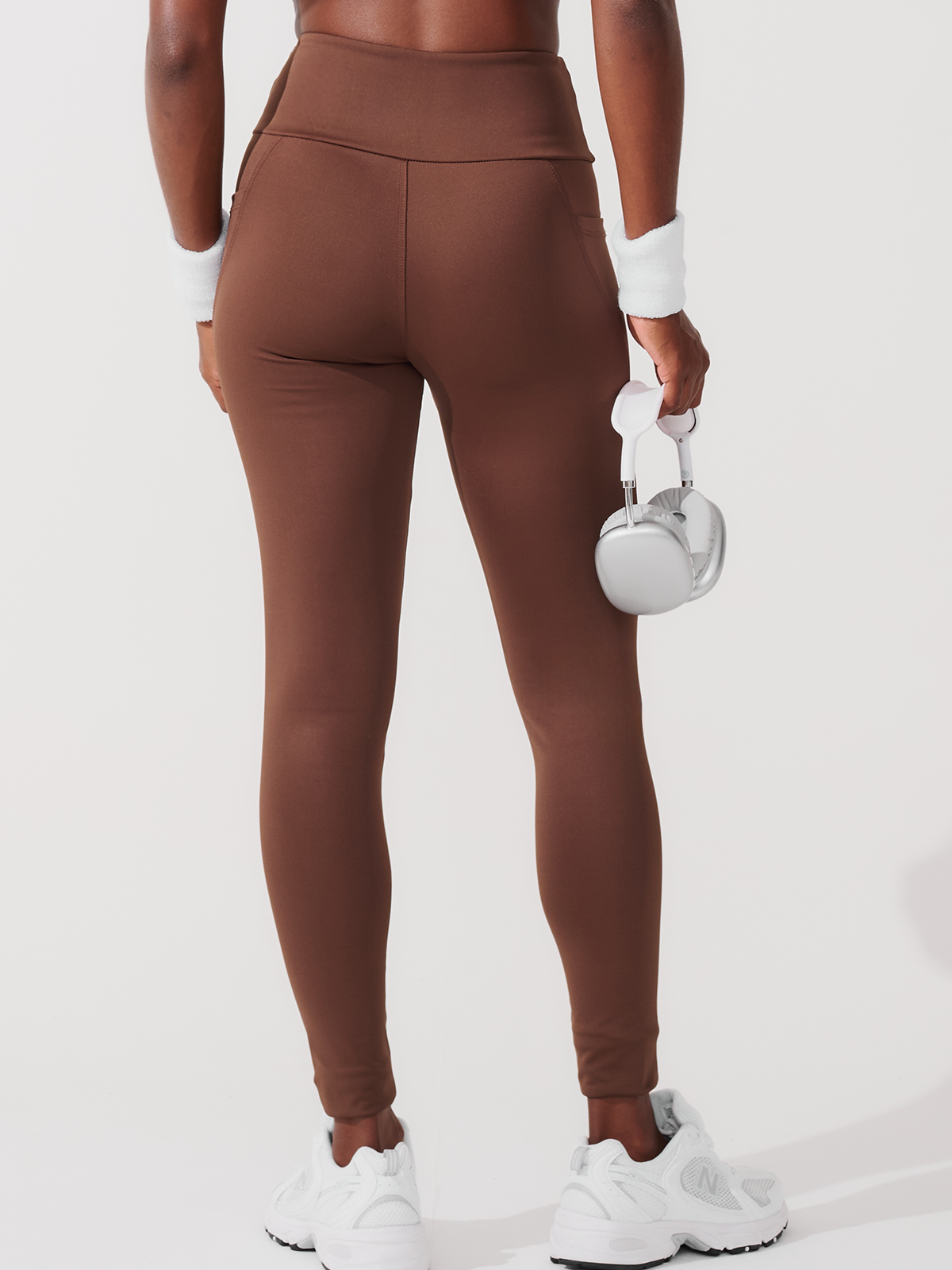 Calça Legging de Compressão com Forro Marrom Café