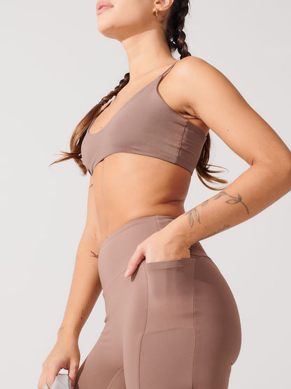 Conjunto Bermuda de Compressão Marrom Cacau + Top Slim Marrom Cacau