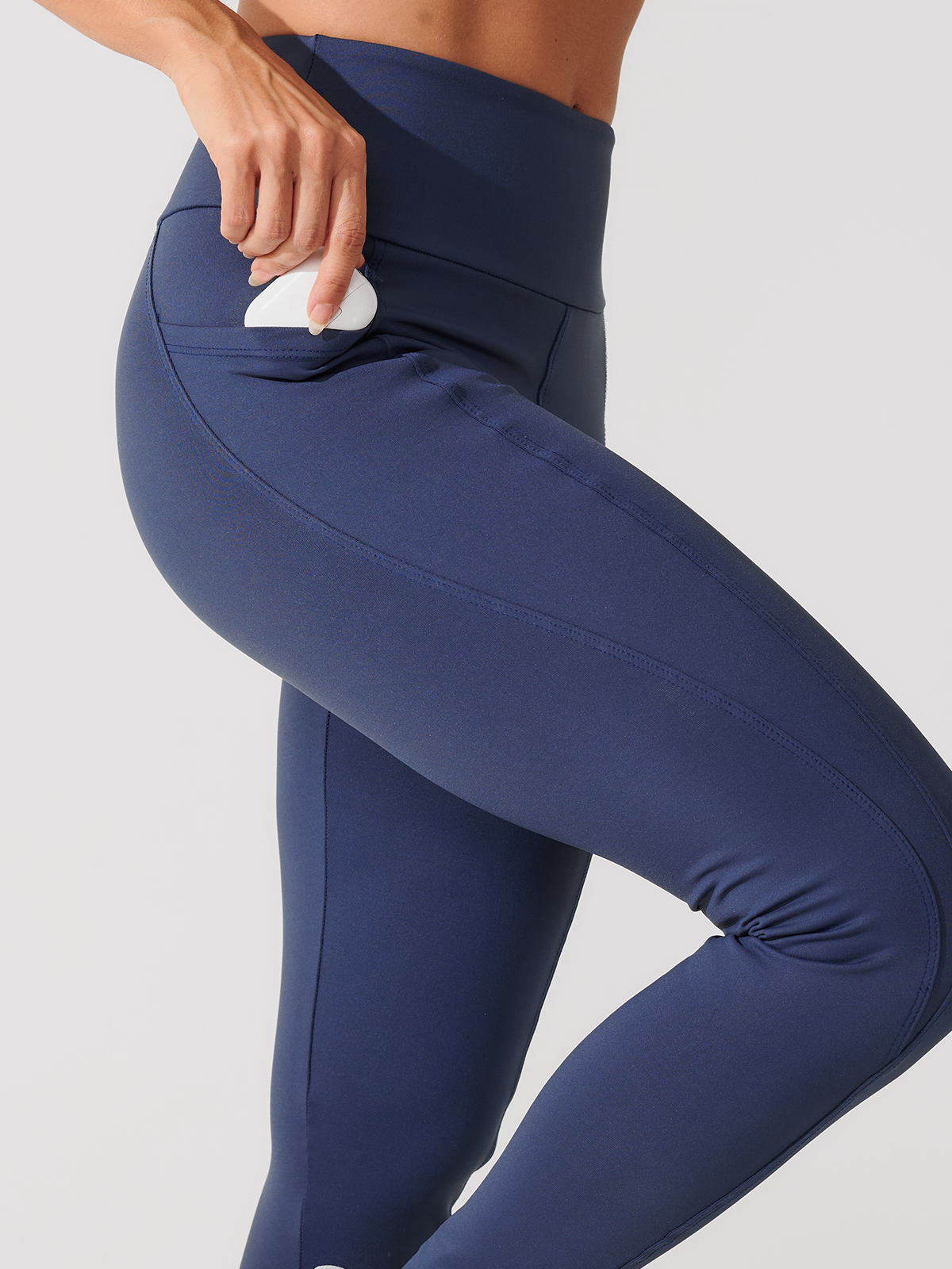 Calça Legging de Compressão com Forro Azul Marinho