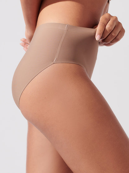 Kit com 6 Calcinhas Caleçon Sem Costura Segunda Pele Marrom Cacau - R$47,90 Cada