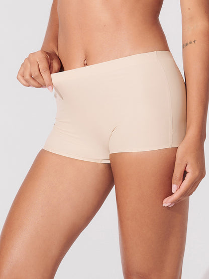 Calcinha Boxer Boyshort Sem Costura Segunda Pele Bege
