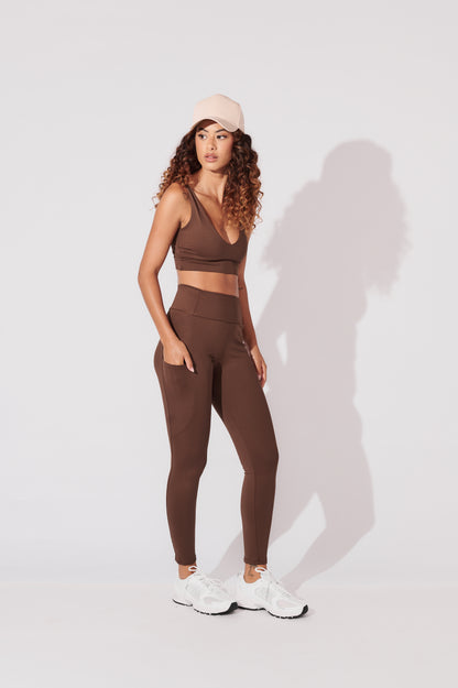 Calca Legging 6 Bolsos Marrom Café