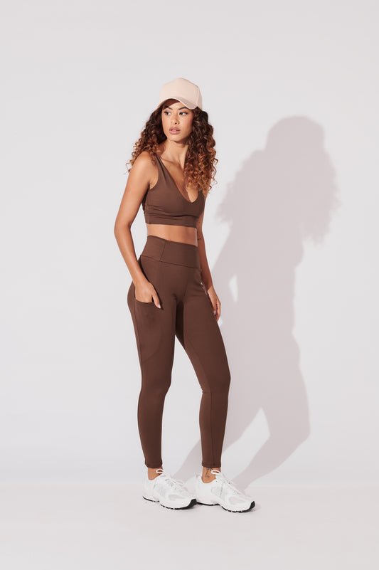 Calca Legging 6 Bolsos Marrom Café