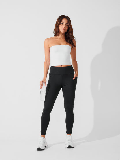 Conjunto Calça Legging de Compressão Preto + Top Tube Branco