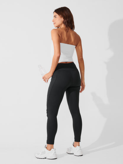 Conjunto Calça Legging de Compressão Preto + Top Tube Branco