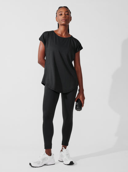 Conjunto Calça Legging de Compressão Preto + T-shirt Essencial Alongada Preto