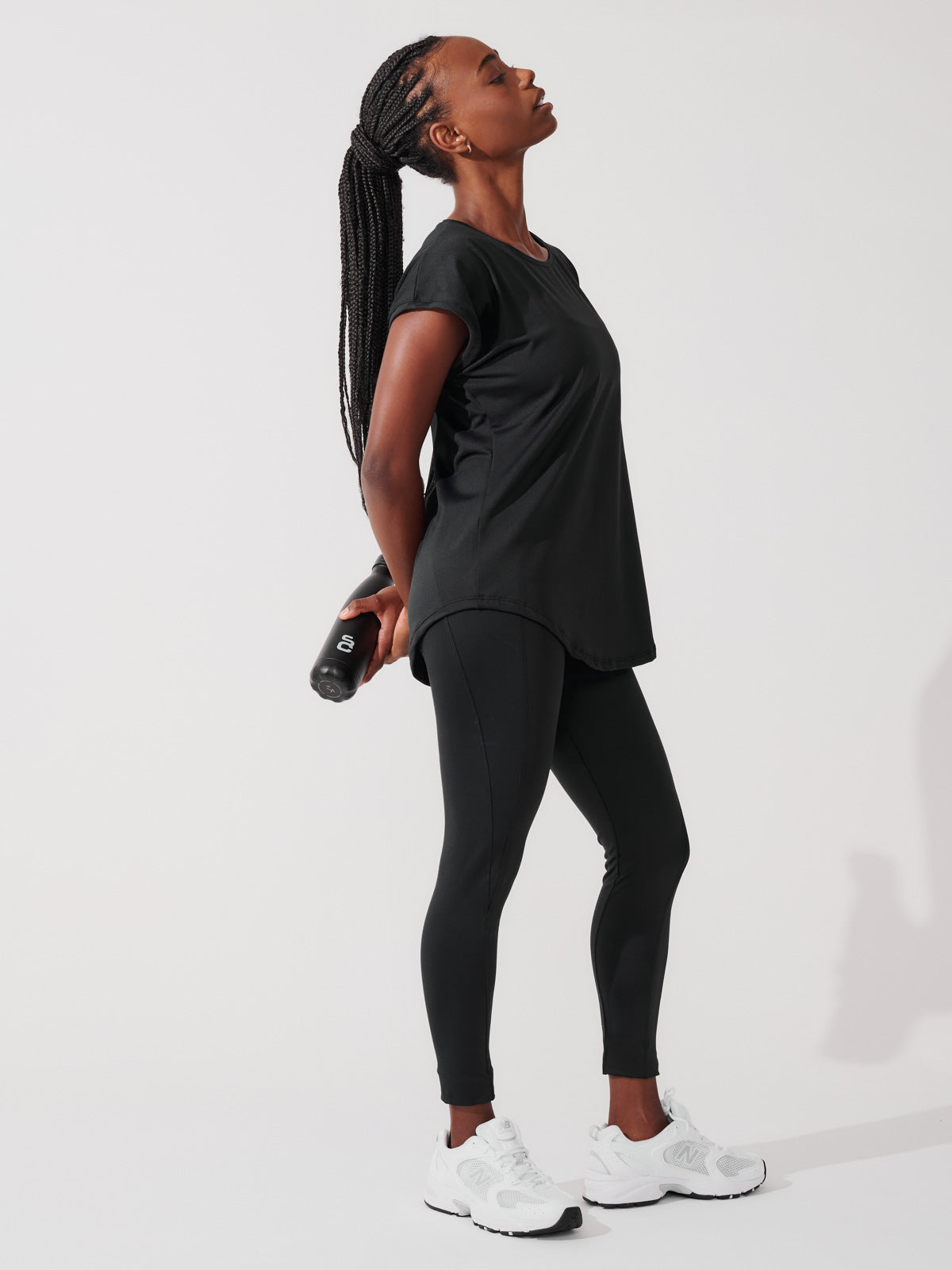 Conjunto Calça Legging de Compressão Preto + T-shirt Essencial Alongada Preto