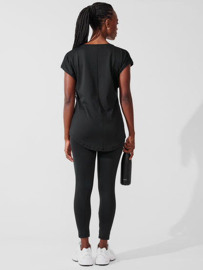 Conjunto Calça Legging de Compressão Preto + T-shirt Essencial Alongada Preto