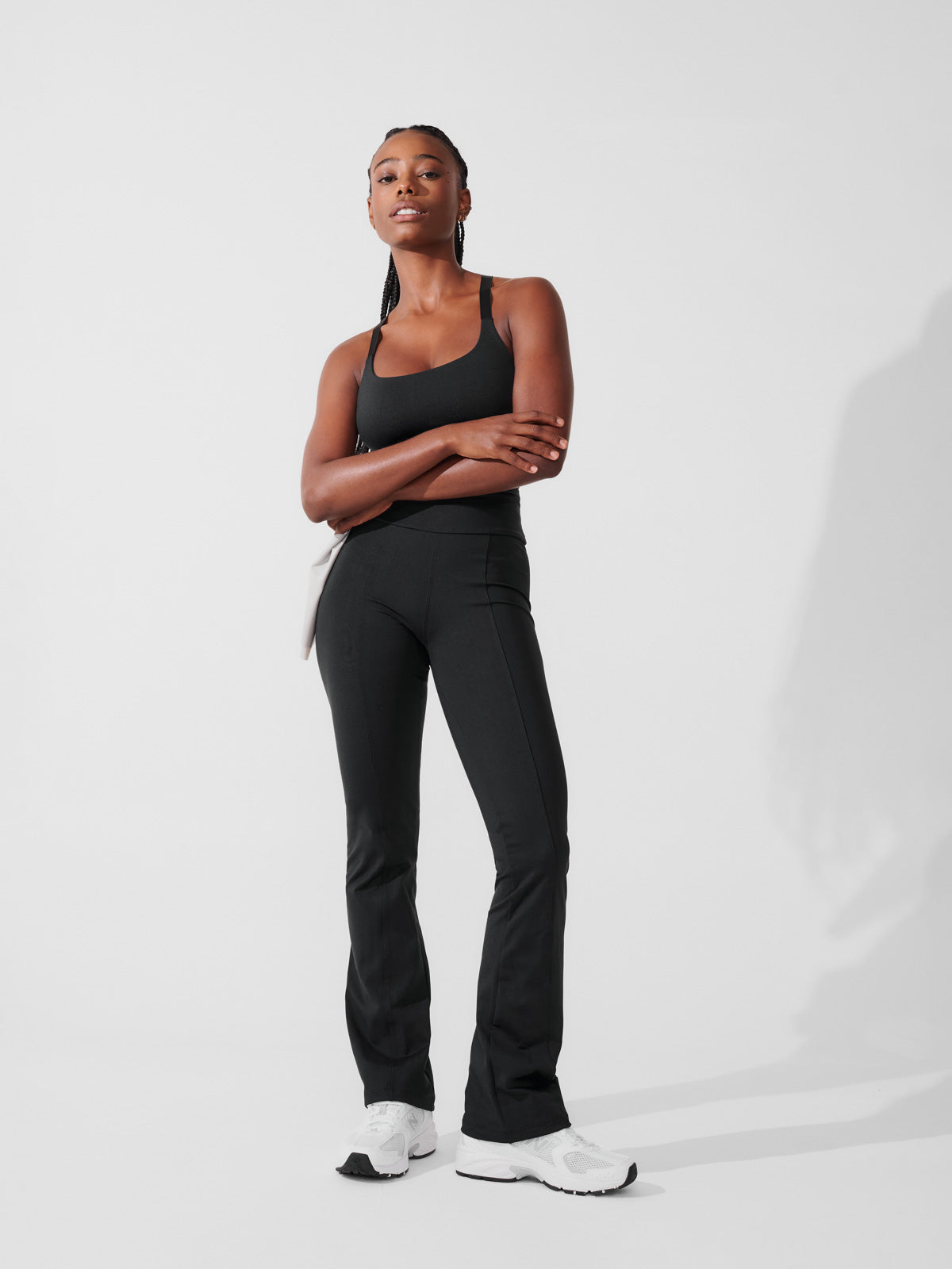 Conjunto Calça Bailarina Preto + Top Fitness Média Compressão Preto