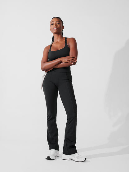 Conjunto Calça Bailarina Preto + Top Fitness Média Compressão Preto