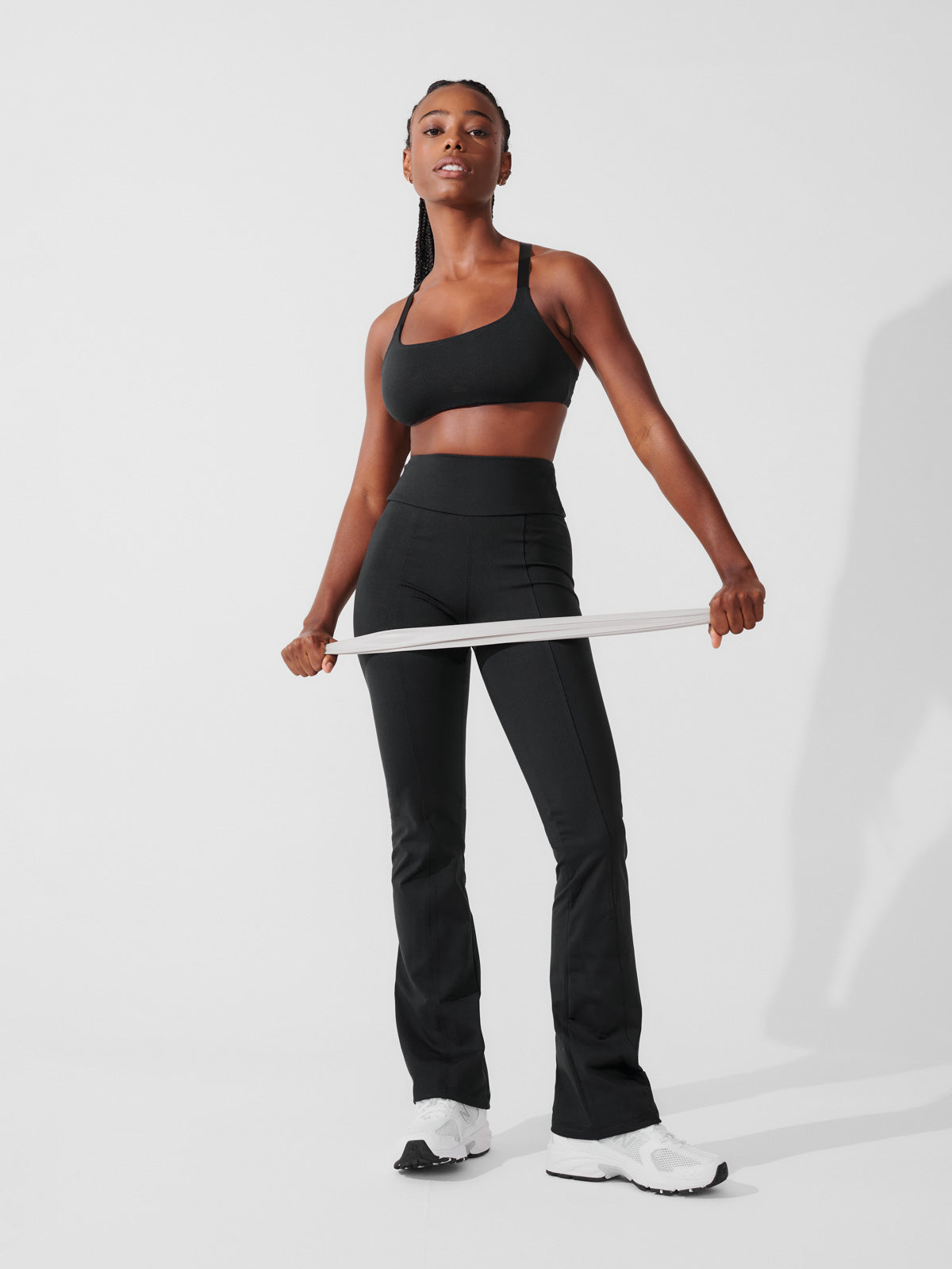 Conjunto Calça Bailarina Preto + Top Fitness Média Compressão Preto