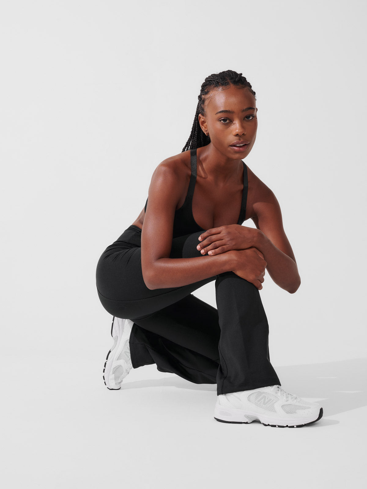 Conjunto Calça Bailarina Preto + Top Fitness Média Compressão Preto