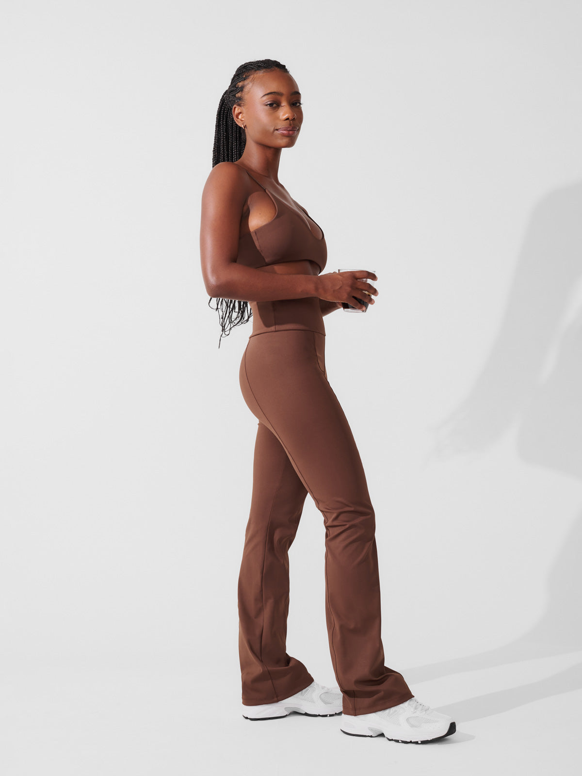 Conjunto Calça Bailarina Marrom Café + Top Slim Marrom Café