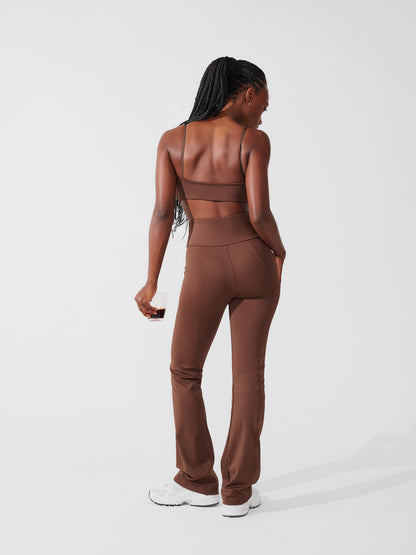 Conjunto Calça Bailarina Marrom Café + Top Slim Marrom Café