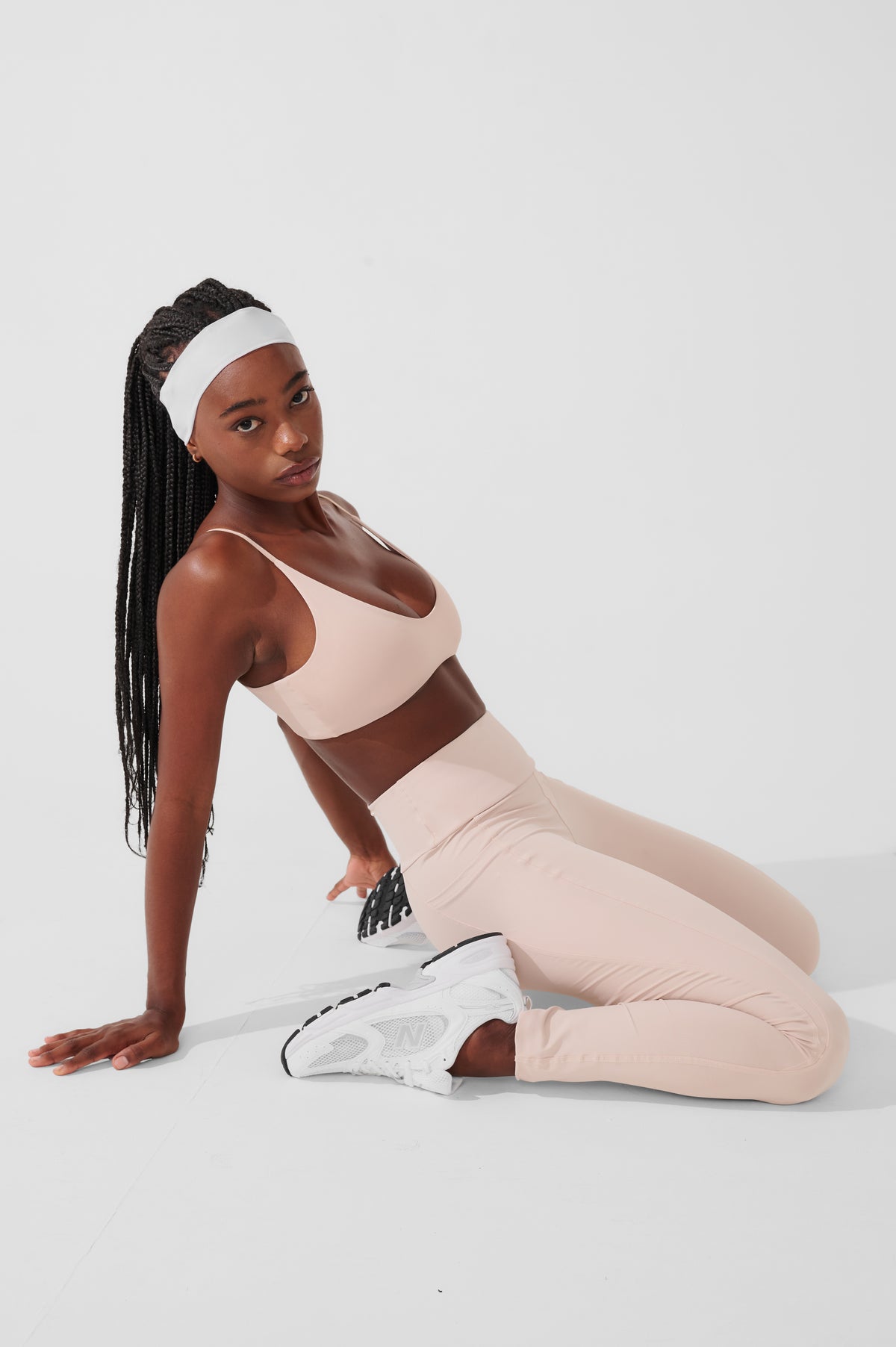 Conjunto Calça Legging de Compressão Bege + Top Slim Bege