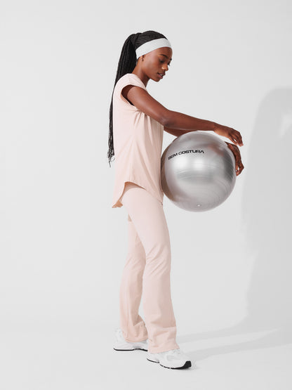 Conjunto Calça Bailarina Bege + T-shirt Essencial Alongada Bege