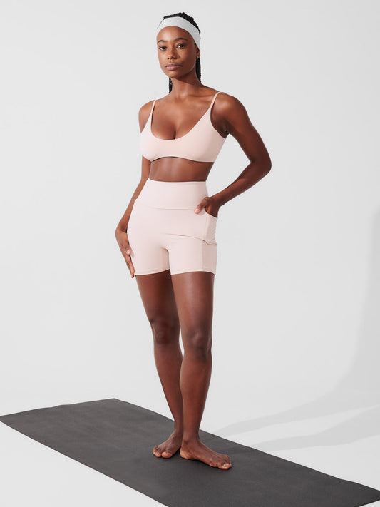 Conjunto Bermuda de Compressão Bege + Top Slim Bege