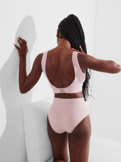 Conjunto Calcinha Caleçon Redutora Premium Rose + Sutiã Modelador Sem Costura Premium Rose
