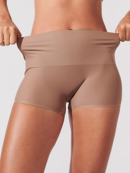 Kit com 10 Calcinhas Boxer Redutora Sem Costura Segunda Pele Marrom Cacau - R$62,90 Cada