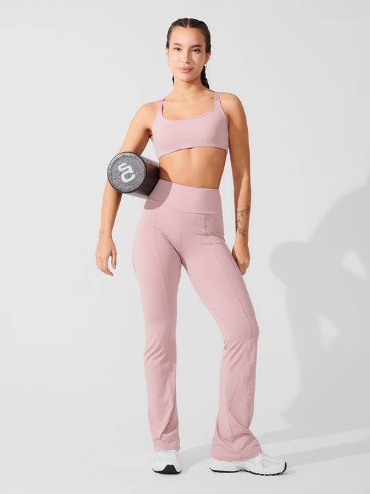 Conjunto Calça Bailarina Rose + Top Fitness Média Compressão Rose