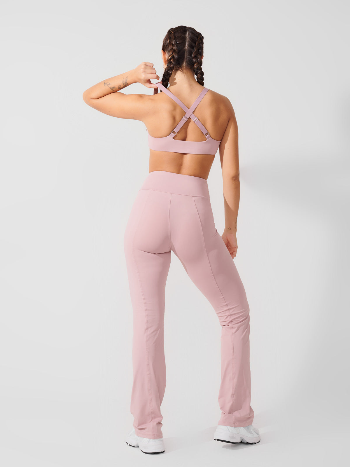 Conjunto Calça Bailarina Rose + Top Fitness Média Compressão Rose