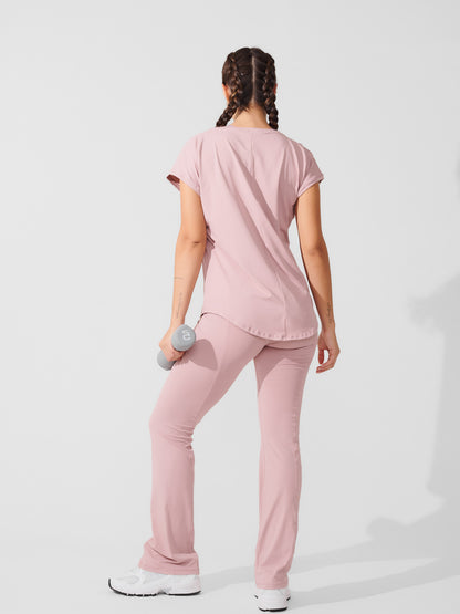 Conjunto Calça Bailarina Rose + T-shirt Essencial Alongada Rose