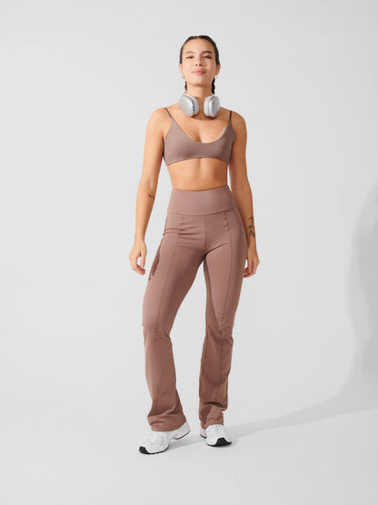 Conjunto Calça Bailarina Marrom Cacau + Top Slim Marrom Cacau