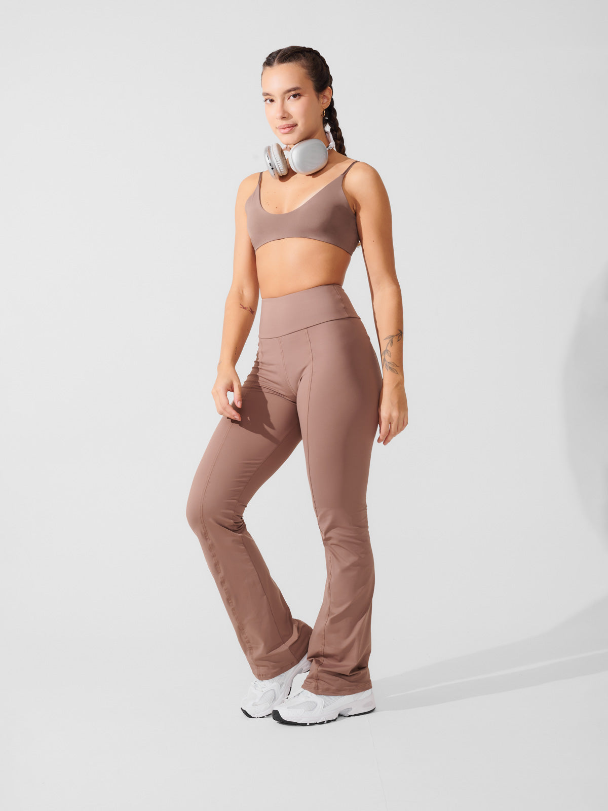 Conjunto Calça Bailarina Marrom Cacau + Top Slim Marrom Cacau